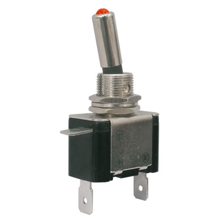 Toggle switch   2pol./2pin  ON-OFF 12VDC/25A (red LED)