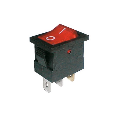 Rocker switch     2pol./3pin  ON-OFF 250V/6A - transparent red