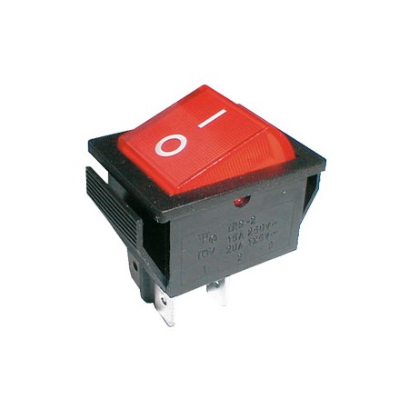 Rocker switch  2pol./4pin  ON-OFF 250V/15A - transparent red
