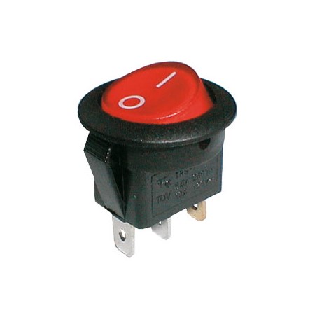 Rocker switch  2pol./3pin  ON-OFF 250V/6A (rounded) - transparent red
