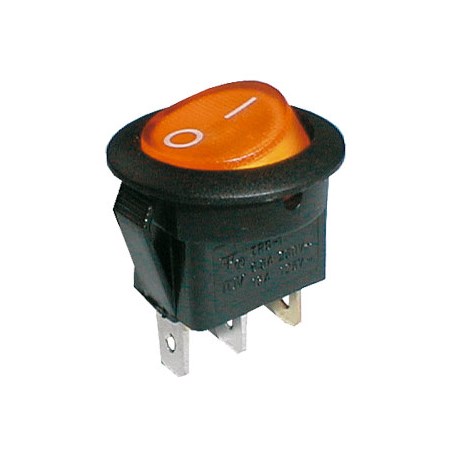 Přepínač kolébkový kul. pros.  2pol./3pin  ON-OFF 250V/6A žlutý
