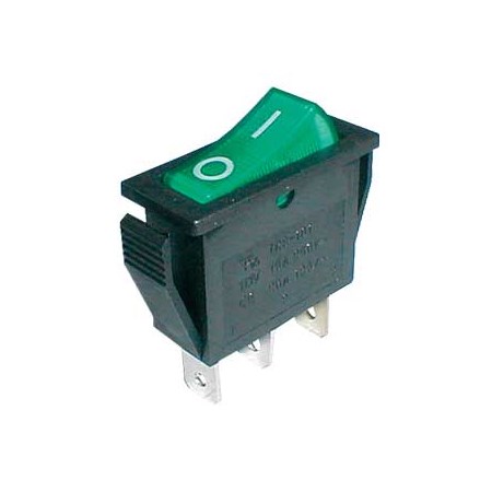 Přepínač kolébkový    2pol./3pin  ON-OFF 250V/15A pros. zelený