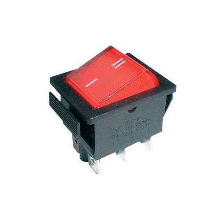 Rocker switch   2pol./6pin   ON-ON 250V/15A - transparent red