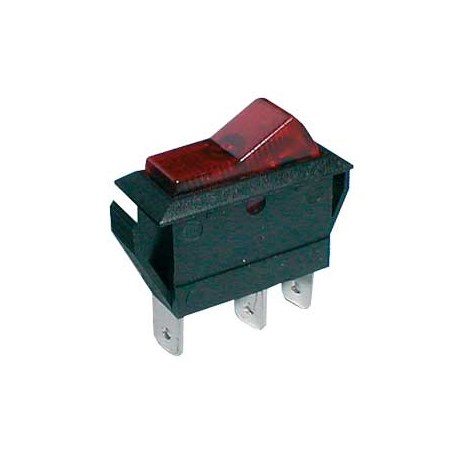Rocker switch    2pol./3pin  ON-OFF 20A/12VDC - transparent red