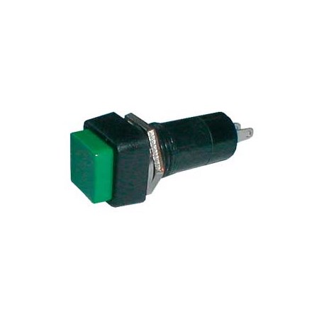 Push-button switch ON-OFF 250V/1A (squared) - green