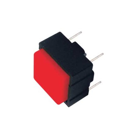 Push-button switch OFF-(ON) 12V/printed circuit (squared) - red