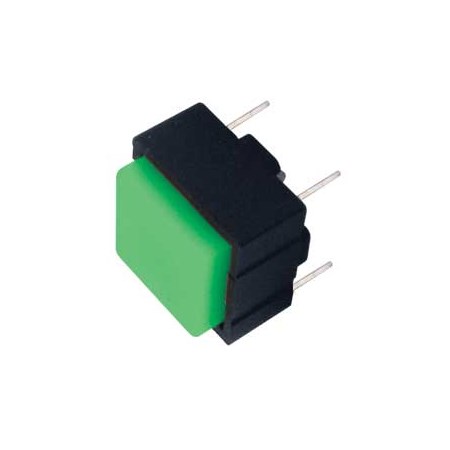 Push-button switch OFF-(ON) 12V/printed circuit (squared) - green