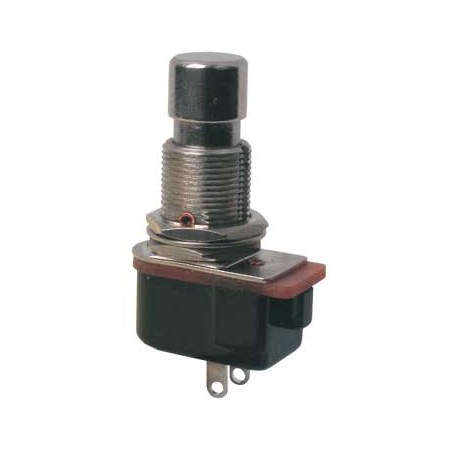 Push-button switch OFF-(ON) 12V (rounded) metal