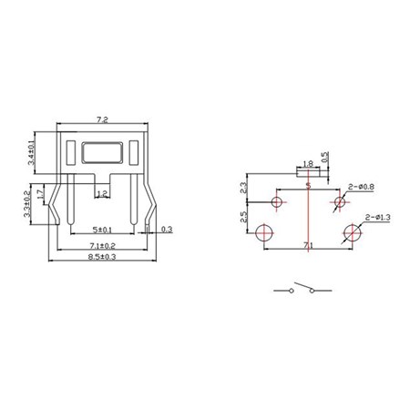 Micro switch TACTRONIC Ts03v-043 6x3.5mm l=5.0mm-90°