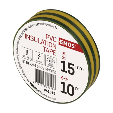 Insulation tape PVC 15/10m  green/yellow EMOS