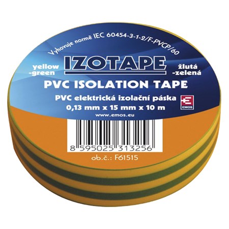 Insulation tape PVC 15/10m  green/yellow EMOS