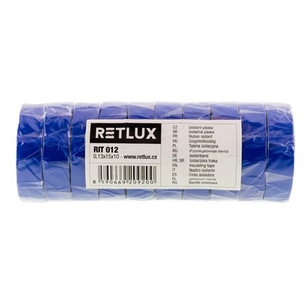 Insulation tape PVC 15/10m blue RETLUX RIT 012 10pcs