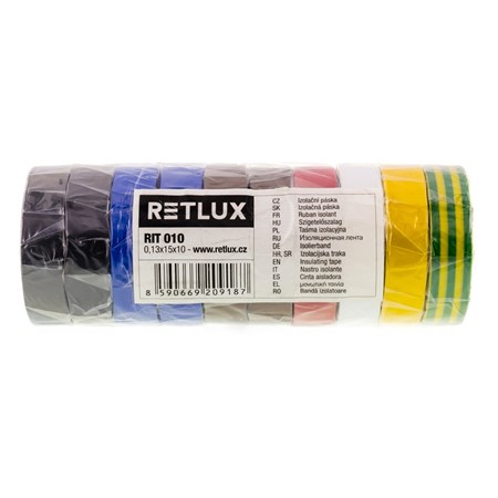 Insulation tape PVC 15/10m mix of colors RETLUX RIT 010 10pcs