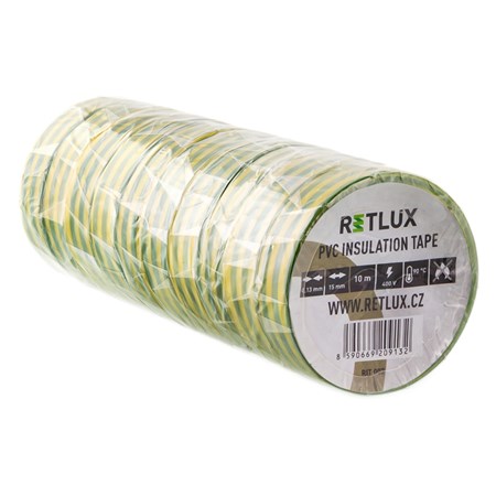 Insulation tape PVC 15/10m green-yellow RETLUX RIT 013 10pcs
