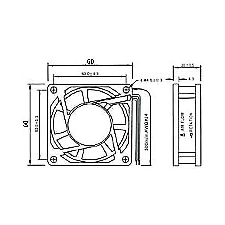 Ventilátor 60x60x20mm 12V/0,13A 3900 ot/min