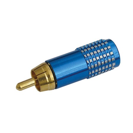 Konektor CINCH kabel kov zlatý  pr.7mm modrý HQ
