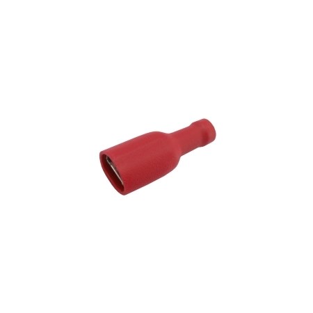 Zdířka faston 6.3mm izol., vodič 0.5-1.5mm  červená