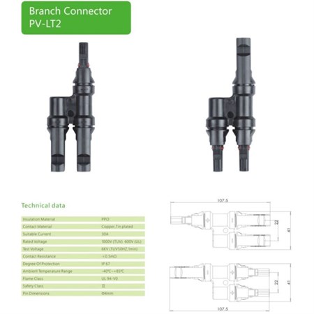 Connector for solar panels MC4 branch 1x socket, 2x connector