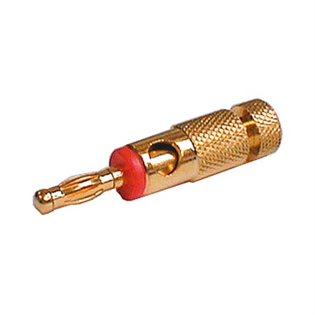 Banana plug (metal, gold) + clamp  red