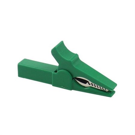 Alligator clip for banana, insulated, green, l55mm