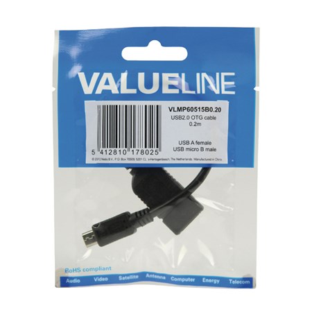 Redukce OTG USB 2.0 A - Micro USB B VALUELINE VLMP60515B0.20