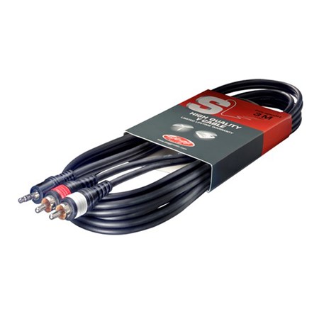 Cable STAGG mini JACK stereo/2xCINCH 3m