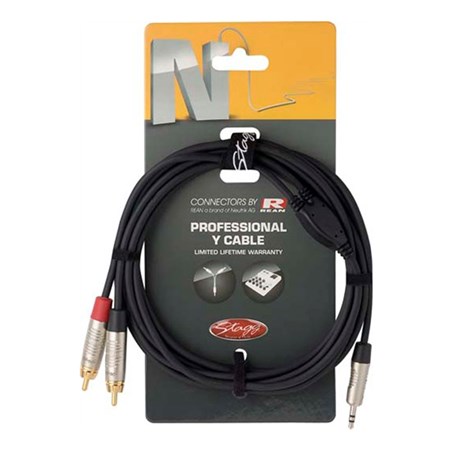 Cable STAGG mini JACK stereo/2xRCA 3m