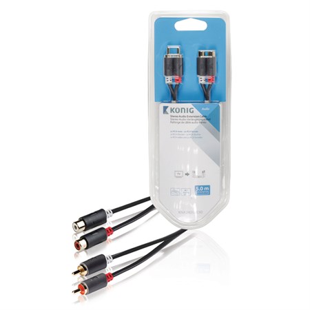Cable 2x CINCH connector - 2x CINCH socket 5m KÖNIG KNA24205E50