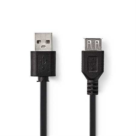 Kabel USB 2.0 A konektor/USB 2.0 A zdířka 2m NEDIS CCGT60010BK20