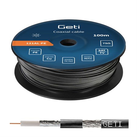 Coaxial cable GETI 121AL PE - outdoor (100m reel)