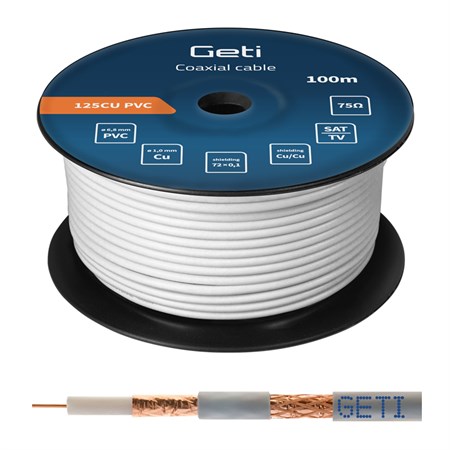 Koaxiálny kábel GETI 125CU PVC (100m cievka)
