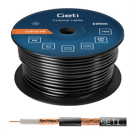 Koaxiálny kábel GETI 125CU PE - vonkajší (100m cievka)