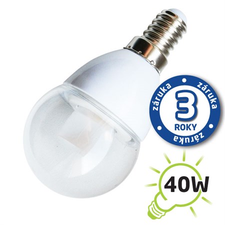 Žárovka LED G45 E14 5W bílá teplá (Pc), čirá TIPA