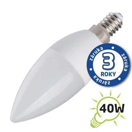 Žárovka LED C37 E14  5W bílá teplá (Pc) TIPA
