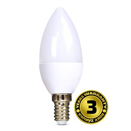 Žárovka LED C37 E14  6W bílá teplá SOLIGHT, 3 roky záruka