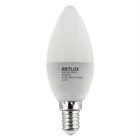 Bulb LED E14  6W C35 warm white RETLUX RLL 259