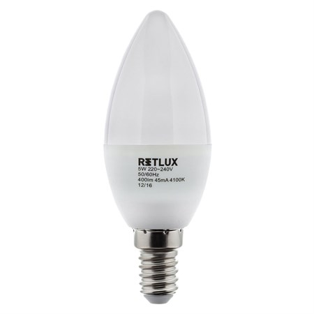 Žiarovka LED E14  5W C35 biela prírodná RETLUX RLL 263