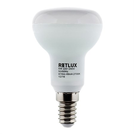 Žárovka LED E14  6W R50 SPOT bílá teplá RETLUX RLL 279