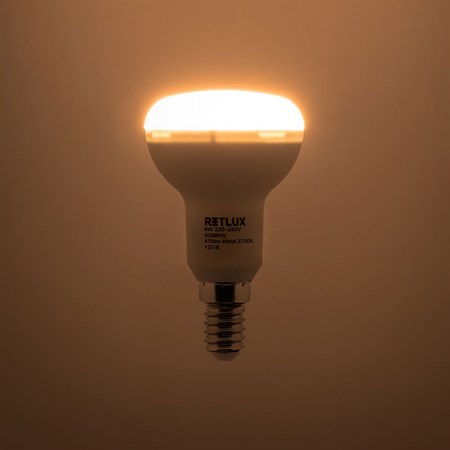 Žárovka LED E14  6W R50 SPOT bílá teplá RETLUX RLL 279