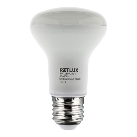 Žárovka LED E27  8W R63 SPOT bílá teplá RETLUX RLL 281