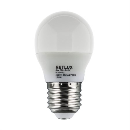 Žárovka LED E27  5W G45 bílá teplá RETLUX RLL 271