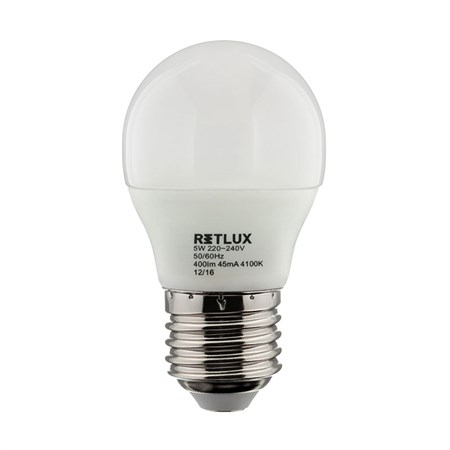 Žárovka LED E27  5W G45 bílá přírodní RETLUX RLL 272
