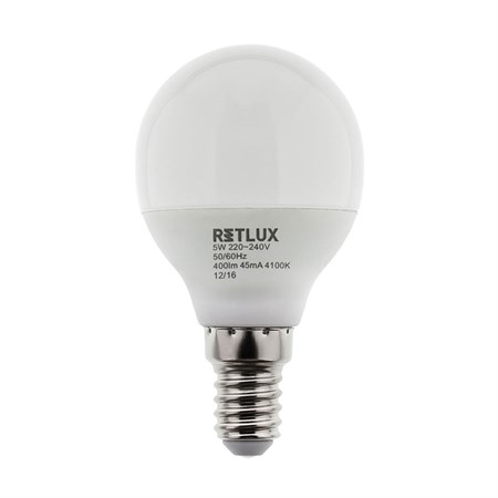 Žárovka LED E14  5W G45 bílá přírodní RETLUX RLL 274