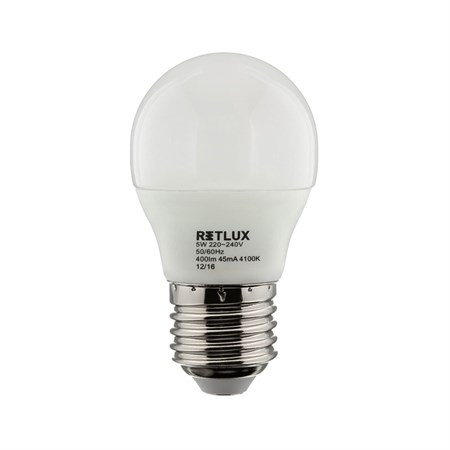 Žárovka LED E27  6W G45 bílá přírodní RETLUX RLL 266