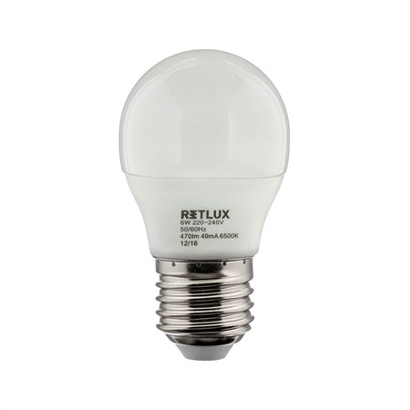 Žiarovka LED E27  6W G45 biela studená RETLUX RLL 267