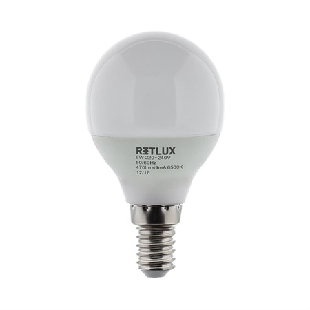 Žiarovka LED E14  6W G45 biela studená RETLUX RLL 270
