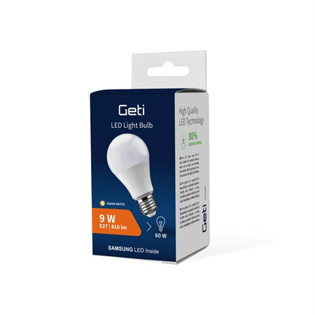 Žárovka LED E27  9W A60 bílá přírodní GETI SAMSUNG čip