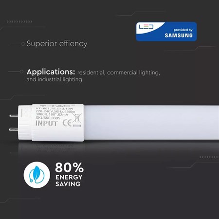 LED zářivka lineární T8 10W 850lm 4000K 60cm V-TAC Samsung chip