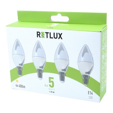 Bulb LED E14  5W C37 white warm RETLUX REL 25 4pcs
