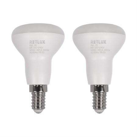 Žiarovka LED E14  6W R50 biela teplá RETLUX REL 28 2ks